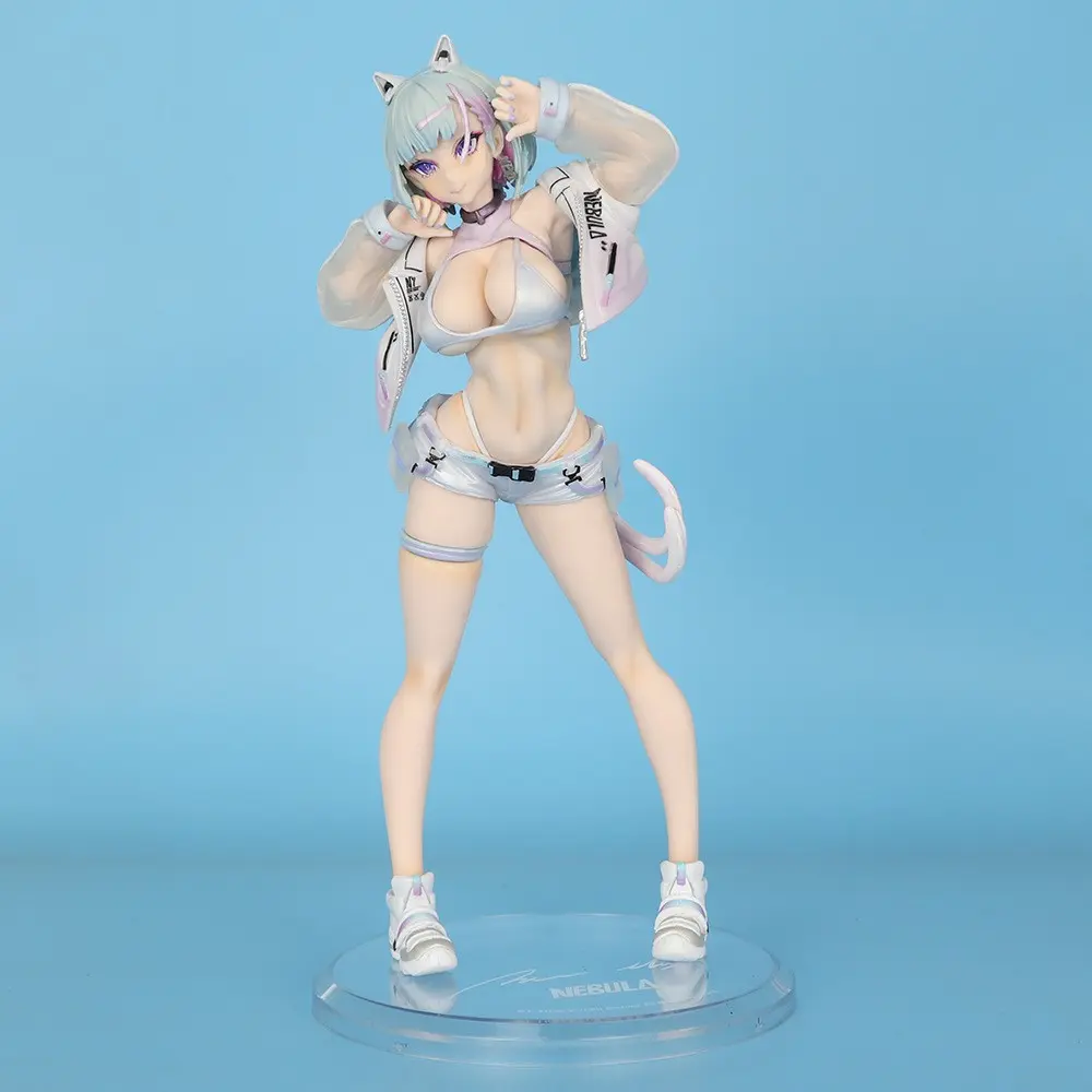 Anime Girl Figure Collectible, Near Future Cat Model, Nekomimi Futuristic Anime Handmade Figurine, Perfect Gift for Fans