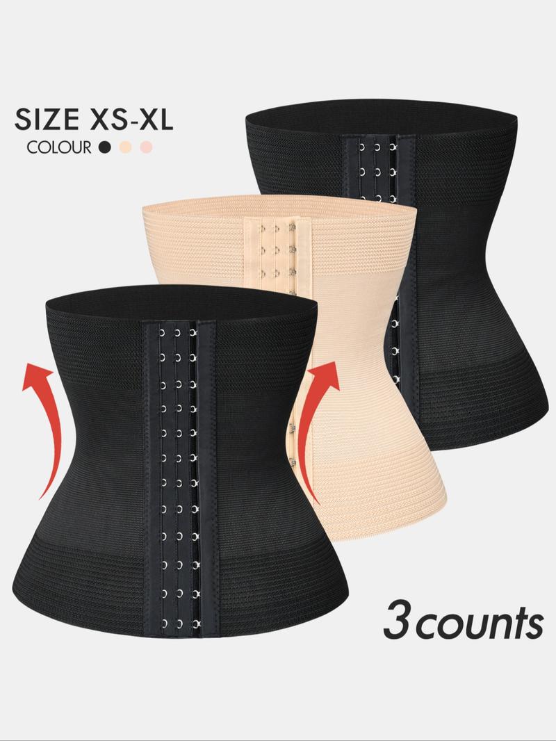 Women's Solid Hook & Eye Waist Trainer, Tummy Control Shaper, Waist Cincher for Postpartum Recovery & Weight Loss