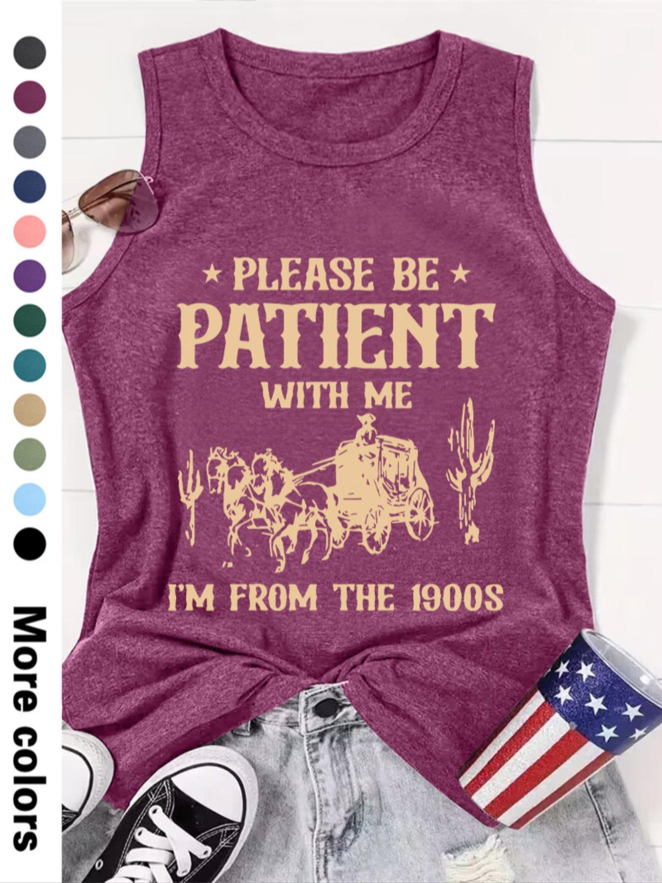 Women's Letter Print Round Neck Tank Top, Casual Sleeveless Crew Neck Top for Daily Wear, Ladies Clothes for All Seasons