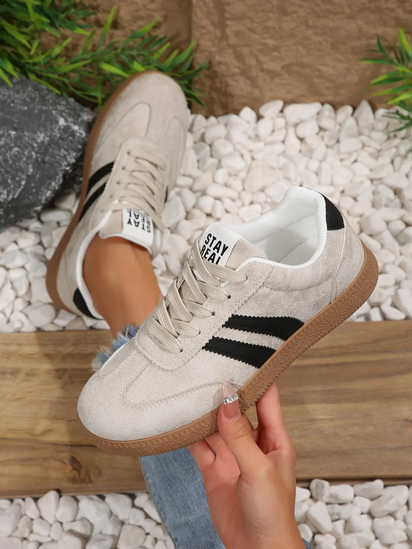 New Women's Patchwork Leather Sports Shoes, Casual Sneaker Trainer, Rubber Sole Design, Ideal for Daily Wear, Perfect for Spring and Fall, Fashionable Footwear, Stylish Sneakers