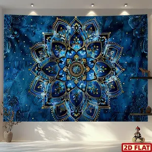 2D Flat, 2D Flat - 2D Flat Banner, 1pc Banner, Living Room Background Cloth Hippie Wall Hanging Decoration Banner Psychedelic Hippie Mandala Bohemian Hippie Flower Design Aesthetics Indian Banner Cool Color Banner Bedroom Living Room P, 2D Flat