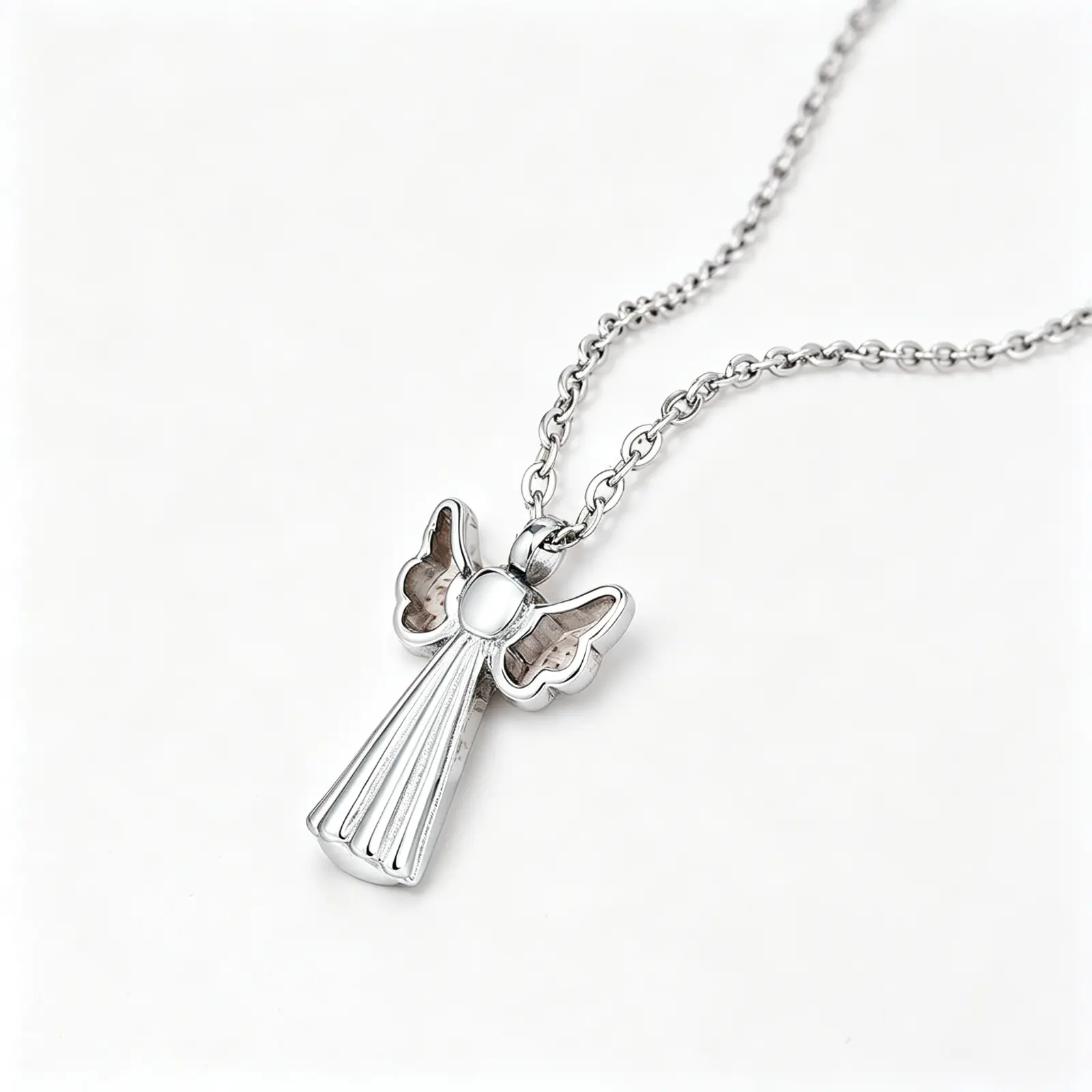 22" Silver Angel Wings Pendant Urn Necklace with 22 inch Chain, Multi-Functional Ashes Holder Memorial Wear & Perfume Bottle with Tool