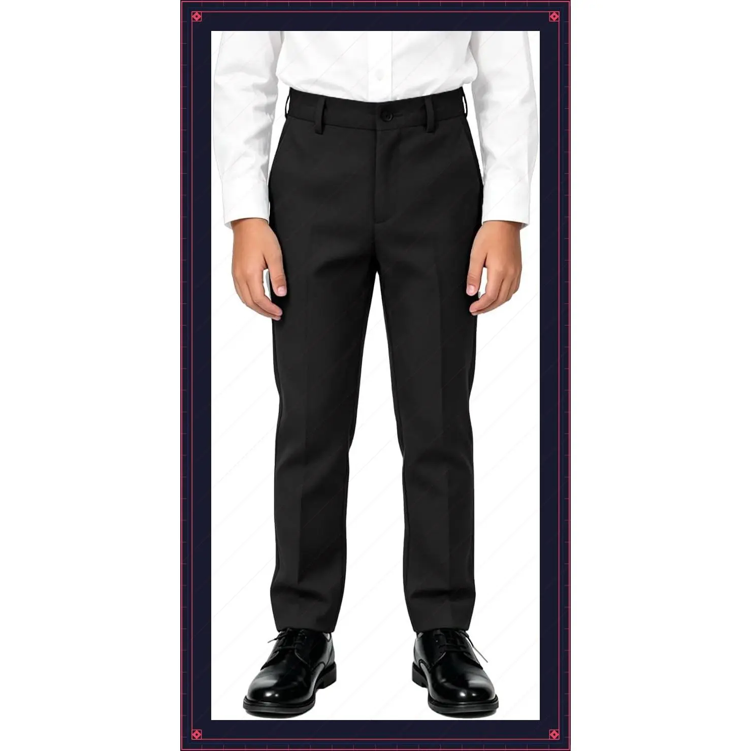 Boys' Flat Front Dress Pants Kids School Uniforms Pants | Adjustable Waist, Husky Uniform Pants, Dress Slacks for Toddler Teens Boys, Size 2T-20Gift