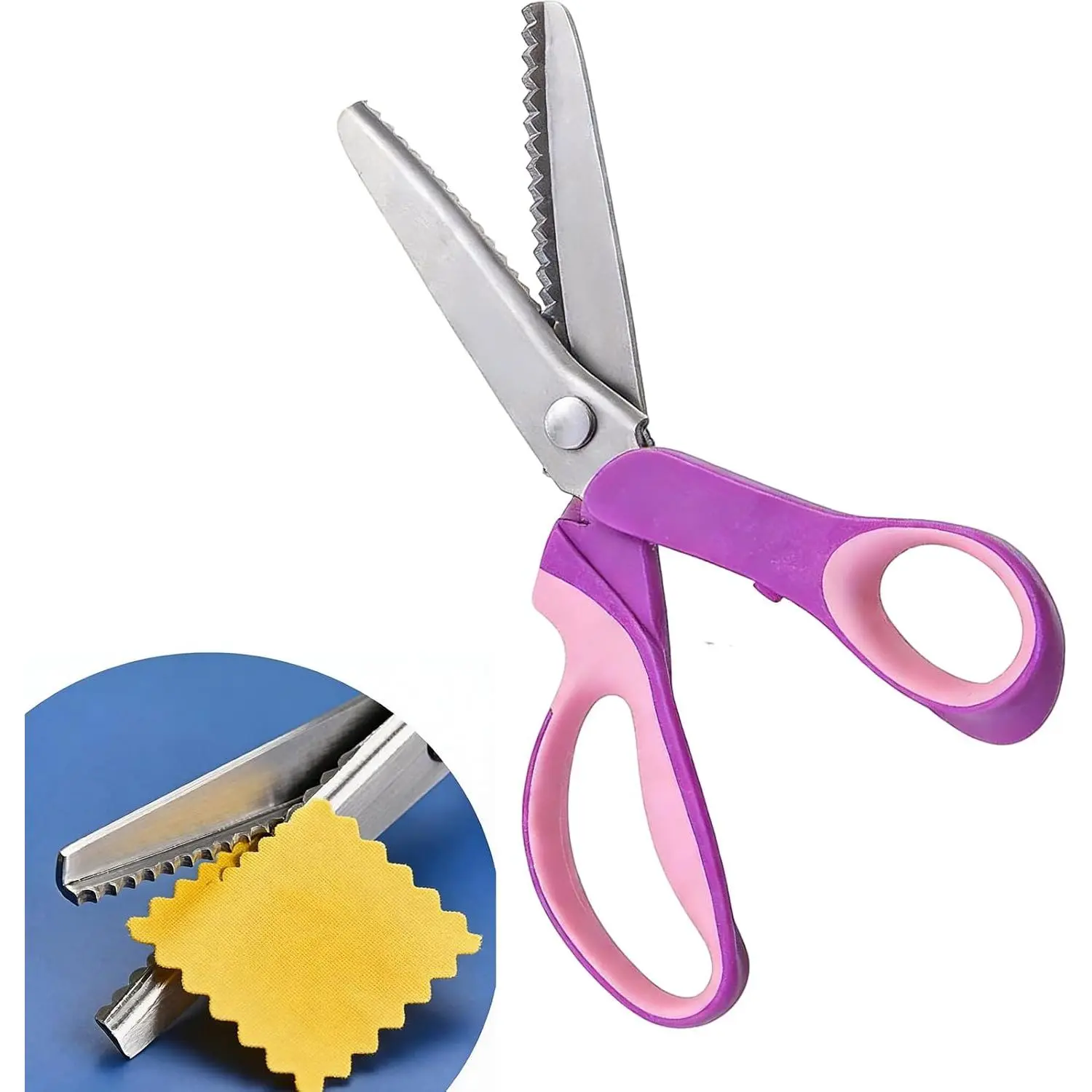 9" Pinking Zig Zag Scissors for Fabric Cutting Miter Shears for Lace Wig Sewing