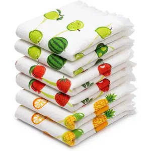 Fruit Kitchen Towels - Soft & Quick Dry, (16" x 24") Lint Free, Decorative, Versatile,  as, Fun Hand Towels, Fruit Hand Towels - Fruit Theme (Set of 6-3  Designs)