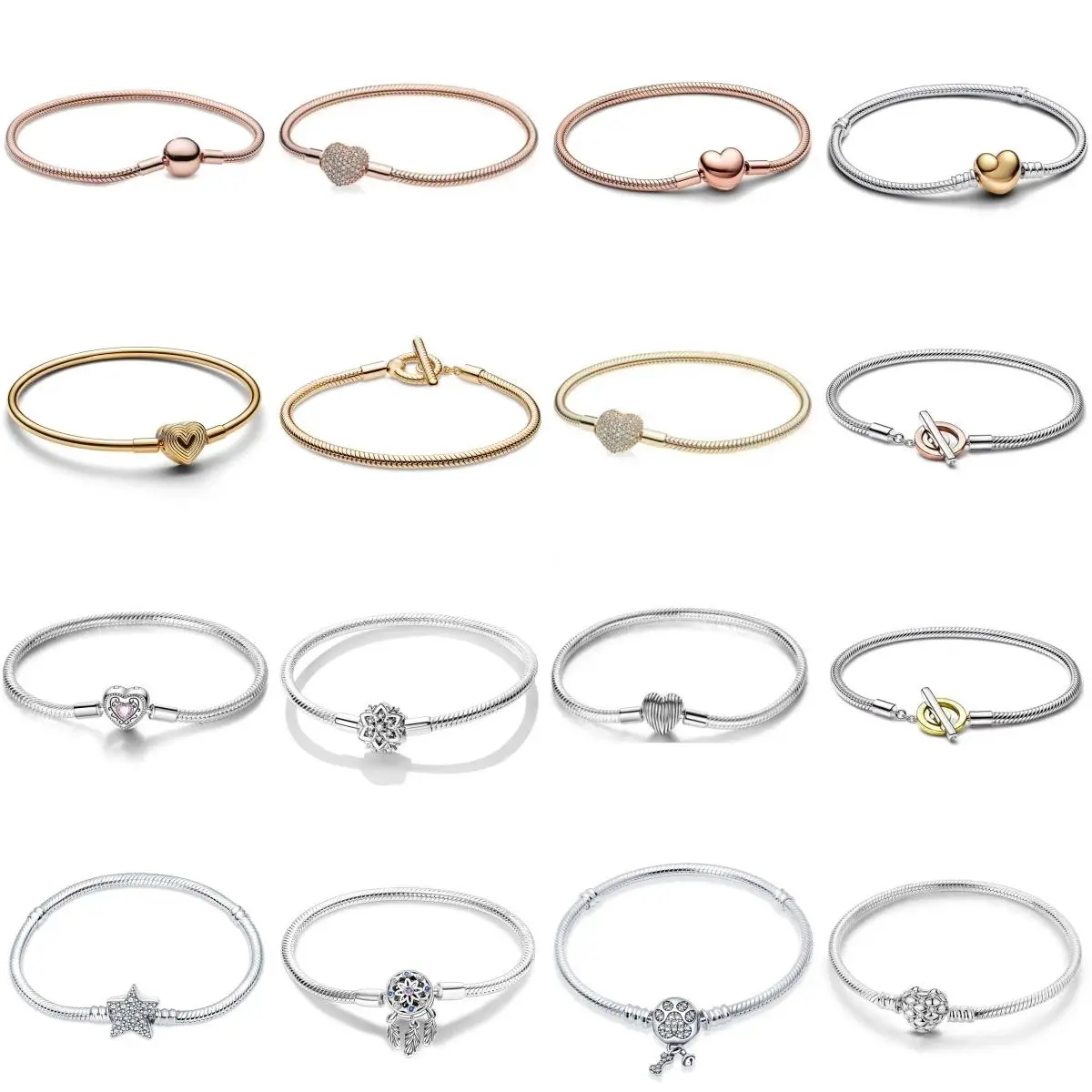 Real 925 Sterling Silver 17-20CM Snowflake Dreamcatcher Star Original Bracelet Fit For Wedding Fine Jewelry DIY Making