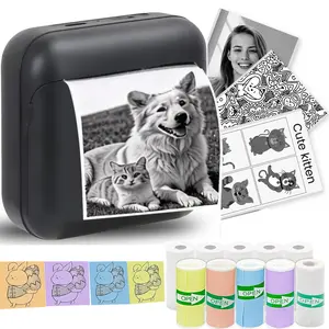 Wireless Mini Printer, Portable Inkless Thermal Printer with 10 Rolls Printing Paper, USB Rechargeable,  for Pictures, Photos, Study Notes, Journals, DIY, Compatible with iOS & Android