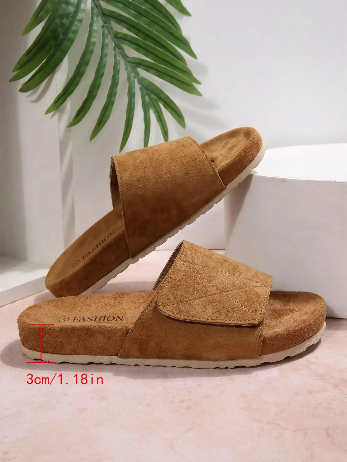 Women's Retro Camel Suede Slide Sandals, Adjustable Velcro, Soft Platform, Non-Slip, Open Toe, Casual Slides, Summer Outdoor Comfort, Cozy Platform Sandals