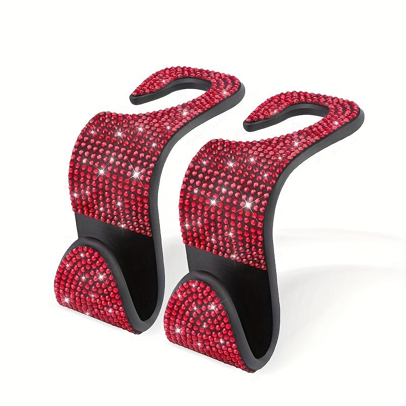 Set of 2 Dazzling Sequined Diamond-Studded Car Back Seat Headrest Hooks - Stylish Car Handbag Holders with Adjustable Shoulder Straps - Luxurious Car Interior Additions Suitable for Both Men And Women, Perfectly Fitting Handbags, Wallets
