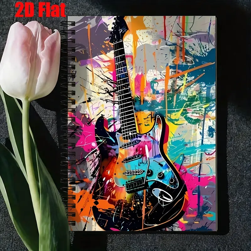 1 Spiral Coil Notebook 5.7x8.26 Inch, High-Quality Lined Pages, Durable Binding, Perfect for Music Lovers' Daily Journal, Band Practice Notes, Festival Planning, Birthday Gift for Guitar Enthusiasts, Travel Diary, School Supplies, Creative Sketch