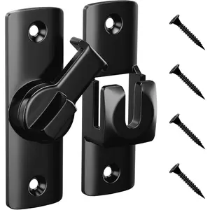 Flip Door Latch, 90/180 Degree Barn Door Latch, Black Right Angle Door Lock Latch, Flip Gate Latches Hardware, Sliding Door Latch Lock  Cabinets, Bathroom, Barn Door, 1 Pack