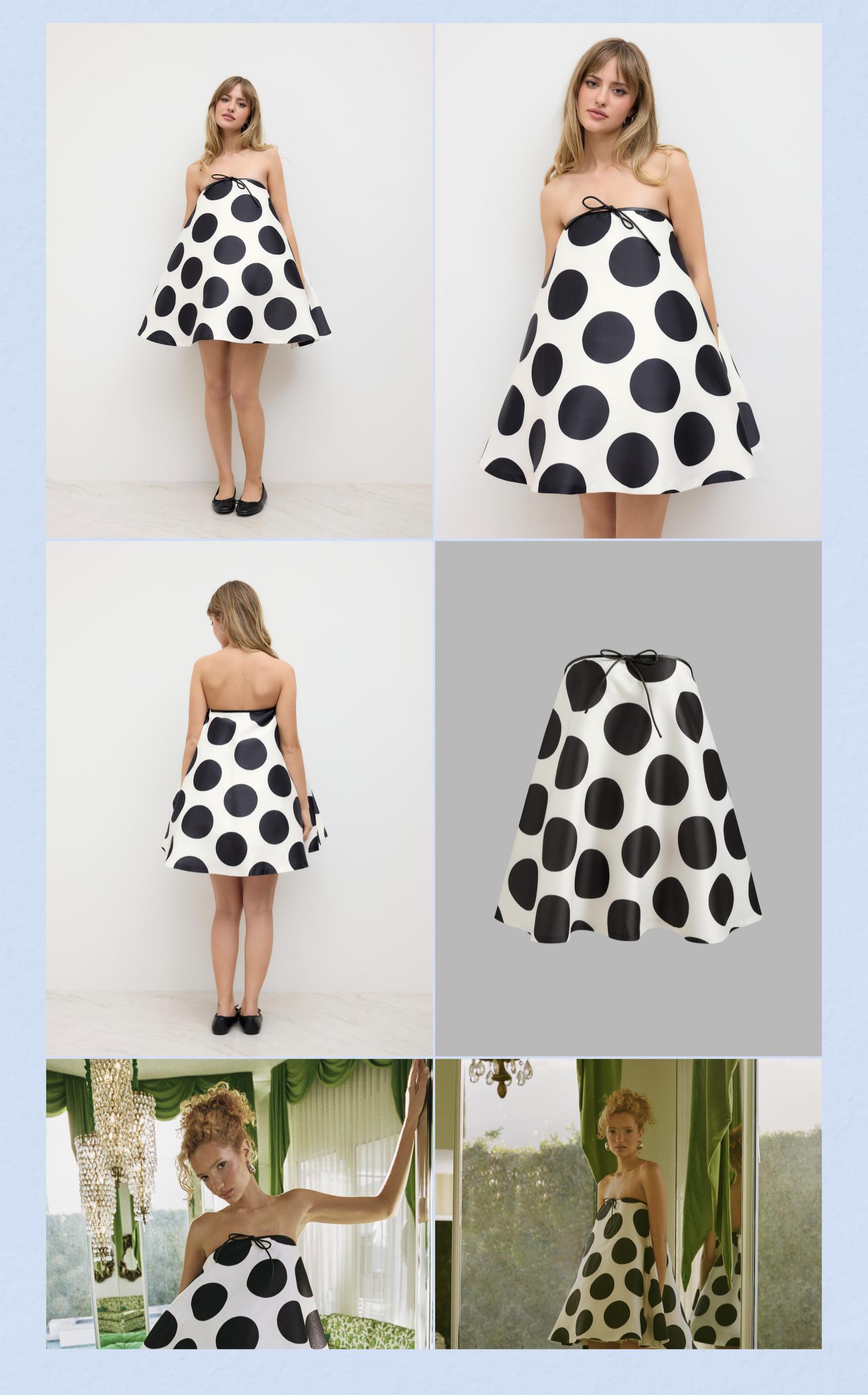 Cider [size 0-10] Bandeau Polka Dot Knotted Mini Dress