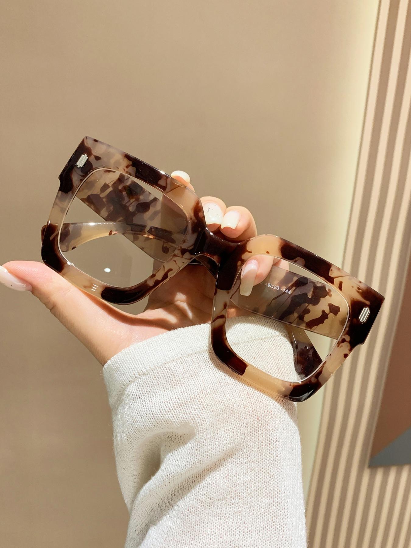 Simple Anti-blue Light Eyeglasses for Everyday Use, All Seasons Square Frame Fashion Eyeglasses, Casual Matching Travel Accessories, Stylish Square Frames, Leopard Pattern Eyeglasses
