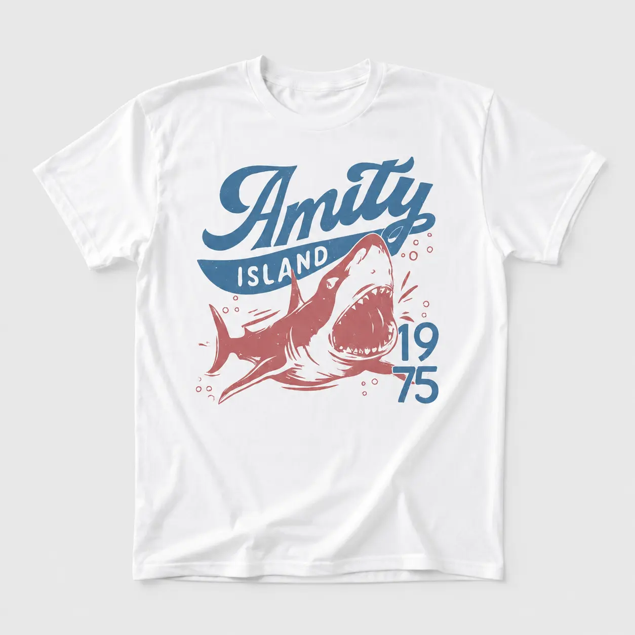 Jaws Amity Island 1975 Graphic Tee Movie Inspired Vintage Casual Crewneck Shirt Unisex Short Sleeve Beach Top Retro Summer Streetwear Gift For Film Buffs