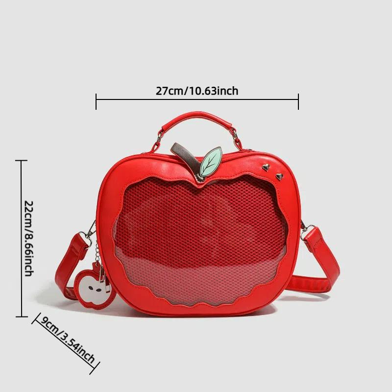Y2K New Niche Design Apple Ita Backpack Harajuku Girl Transparent Pocket Cute Crossbody Bag DIY Display Knapsack Fashion Handbag