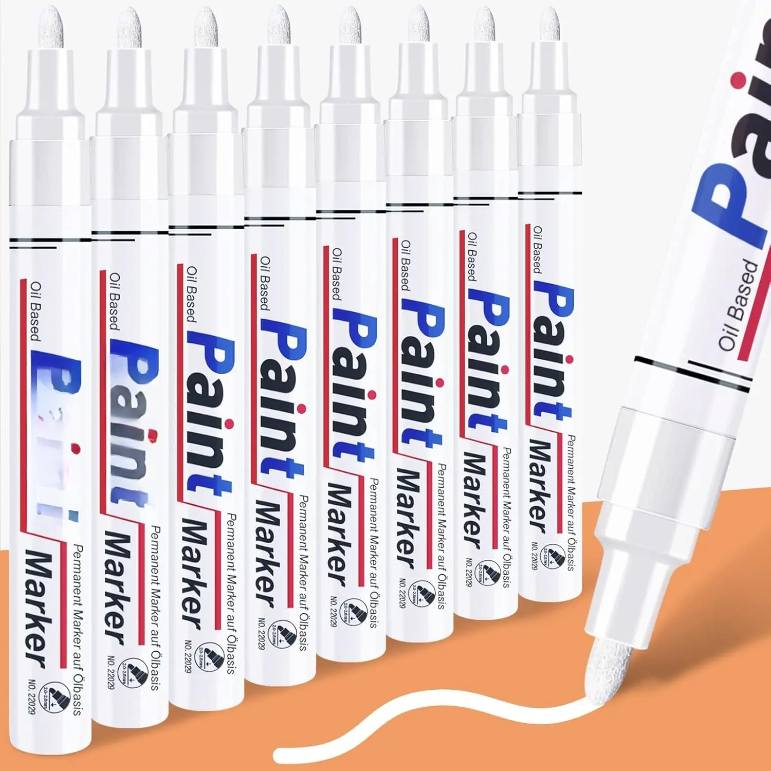 White Permanent Marker  - 8 White  Markers for Metal Surfaces Tire Black Paper  Plastic Rocks Fabric, Marker Permanent, Oil Based  Markers Medium Tip