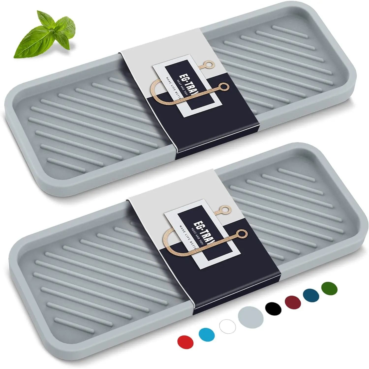 2-Pack Practical Kitchen Sink Organizer Tray - Synthetic Pad Drawer Sponge Holder, Soap Tray for Soap Dispenser Bottle, Daily Use Bathroom Counter Organizer, Functional