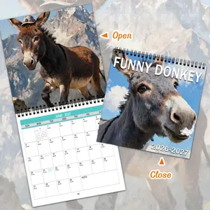 2026-2027 Fun Donkey Calendar Planner - Cute donkey breeds monthly layout, including July 2026 to December 2027 grid, large grid layout, and photo section - Dated home and office planner - The perfect gift for donkey lovers (2026-2027 annual planner)