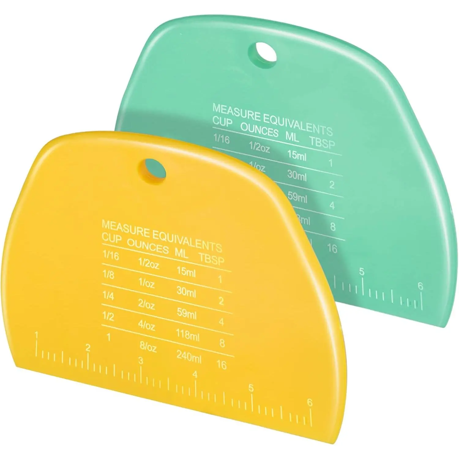 2 count Dough , Bench Scraper Plastic, Sourdough Scraper, Dough Scraper with Measuring Scale, Multipurpose  Scrapers for Dough, Cake, Bread, Icing Yellow and Green