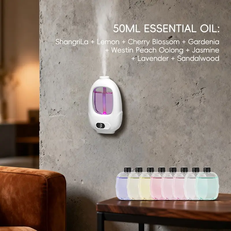 Smart Essential Oil Diffuser Set, USB Rechargeable, Wall-Mounted & Desktop Design, Air Fragrance for Bedroom & Bathroom, Perfect Christmas Gift