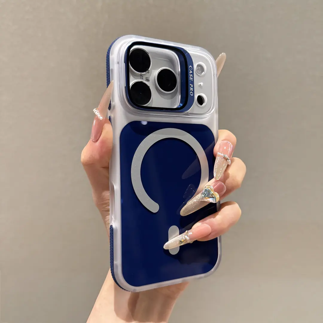 Magnetic Backplate Smartphone Casing - Simple Lens Protection Stand, Side Anti-Slip Design, Full Anti-Drop Coverage for iPhone 17/16/15/14 Pro Max, Daily Essential Handheld Cellphone Devices Accessory, Accessories trendy case