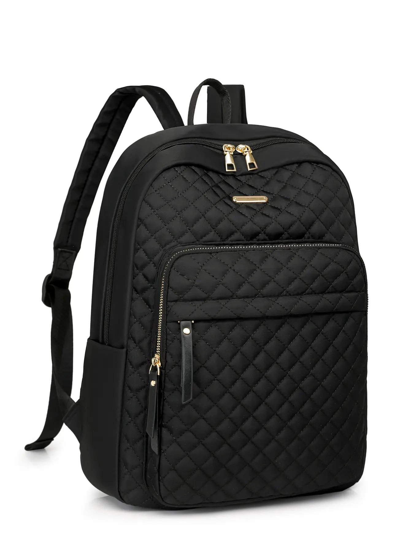 Waterproof Nylon Diamond Quilted Backpack for Women - Lightweight Multi Layered School Bag, Girly Fashion Versatile Daypack for Teen Girls College Students
