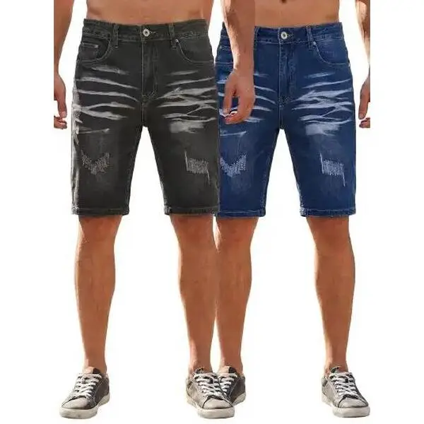 Men's Thermal-Lined Vintage Straight-Fit Streetwear Denim Jeans, Distressed Look Retro Athletic Knee-Length Streetwear Denim Pants for Casual Autumn-Winter Wear, Casual Fashion Denim