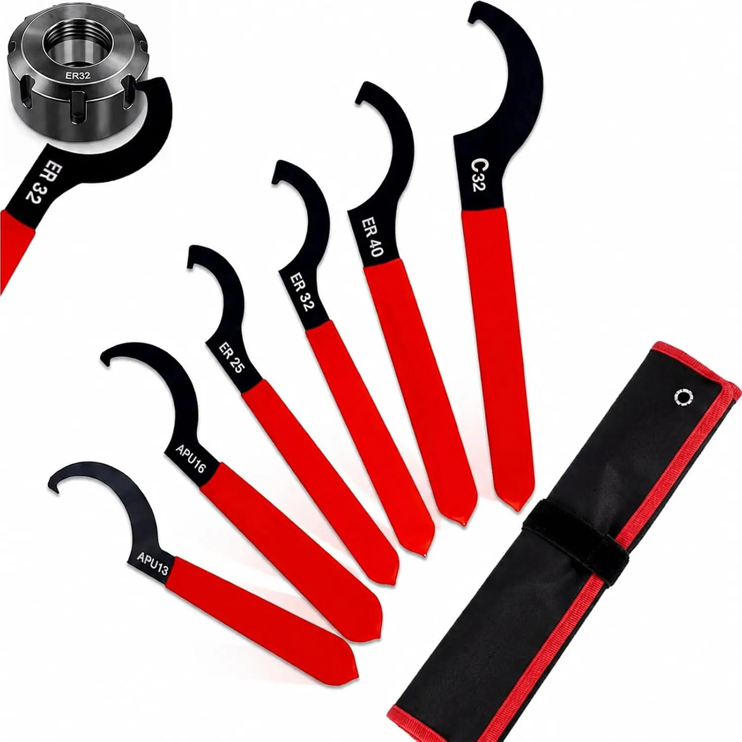 6 count Coilover Spanner Wrench Set, C-Shaped Shock Spanner Hook Wrenches