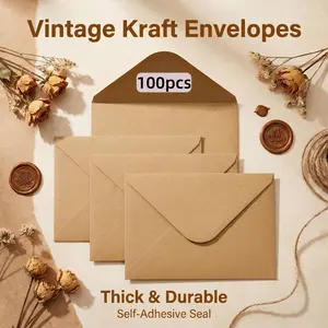 Vintage Kraft Paper Envelope, Thick Self-Seal, Ideal for Holiday Greeting Cards, Diary Decoration, Private Mailing