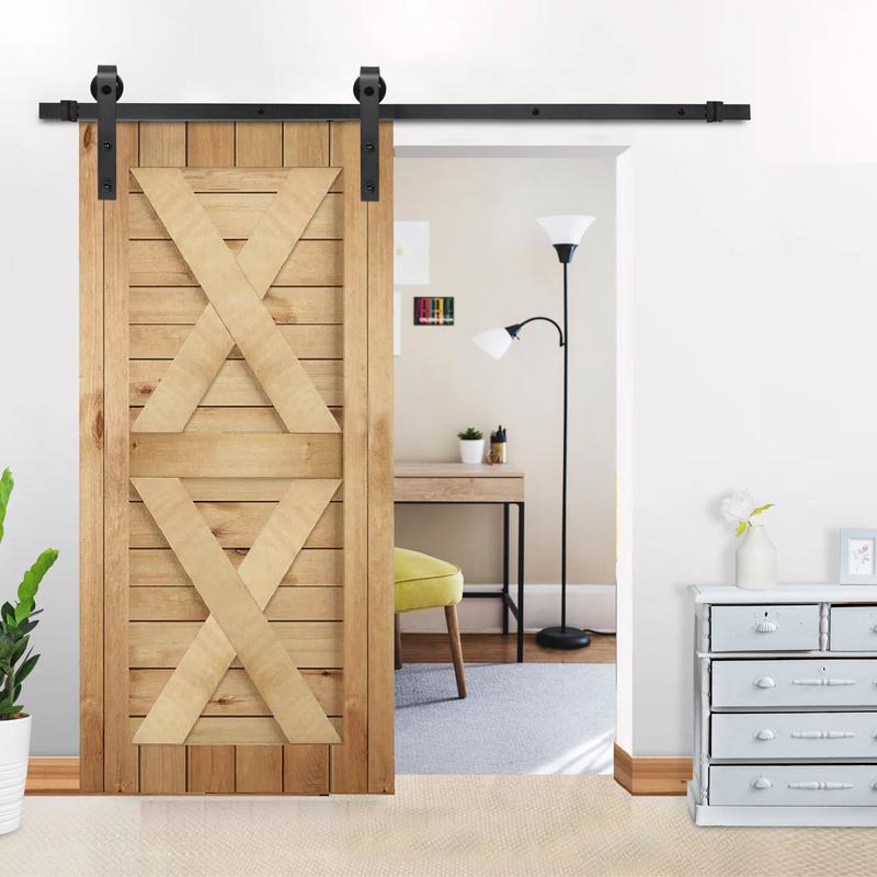 ZENY 6.6FT Single Sliding Barn Wood Door Sliding Track Heavy-Duty Hardware Kit