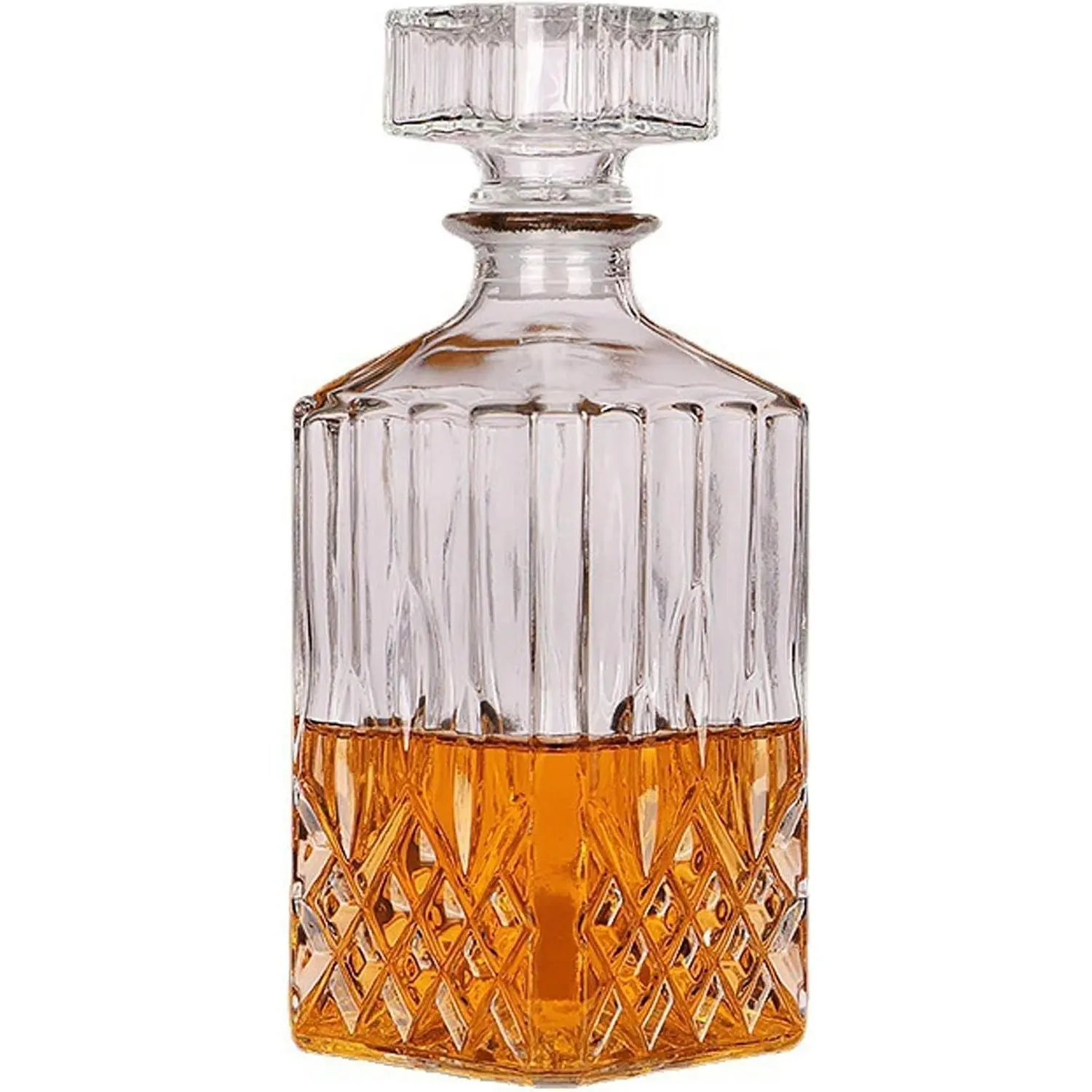 33.8 oz Crystal Diamond Whiskey Decanter – For Whiskey, Bourbon, Scotch & Spirits