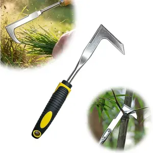 12 Inch Stainless Steel L-Shaped Crevice Weeder with Wooden Handle, Heavy Duty Weed Pulling Spatula, Practical Hand Tool for Garden, Patio and Lawn