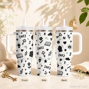 MBTI Personality INFJ ISFJ ISTP ESFP Vacuum Flasks 40oz Stainless Steel Tumbler with Handle & Straw – Vacuum Insulated Travel Mug, Keeps Drinks Cold Up to 24H, Leak-Resistant Cup for Iced Coffee, Water, Gym, Office & Travel