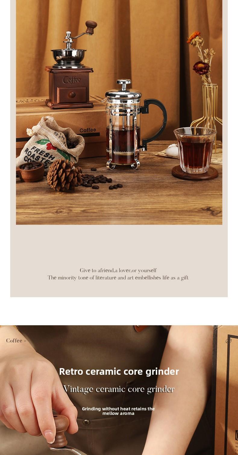 Hand-cranked coffee grinder gift set, grinder and French press pot set, coffee utensils for promotional gifts