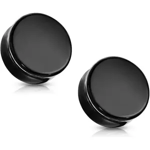 -  Black Obsidian Stone Double Flared Plug Gauges, Sold as a Pair