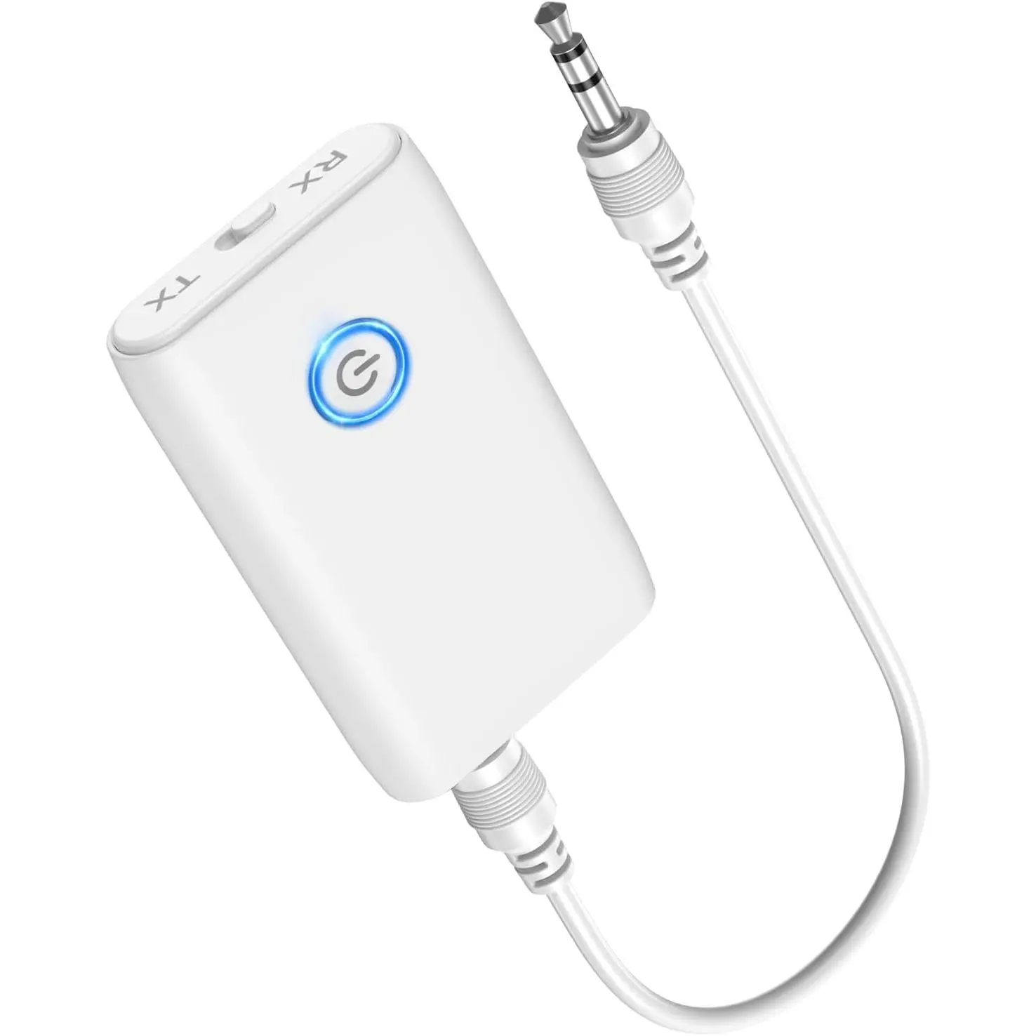 Upgraded  5.3 Transmitter Receiver, 2 in 1   Adapter, Portable Aux Adapter for , Audio Receiver for Laptop, Radio, Headphones, Speakers, TV, White