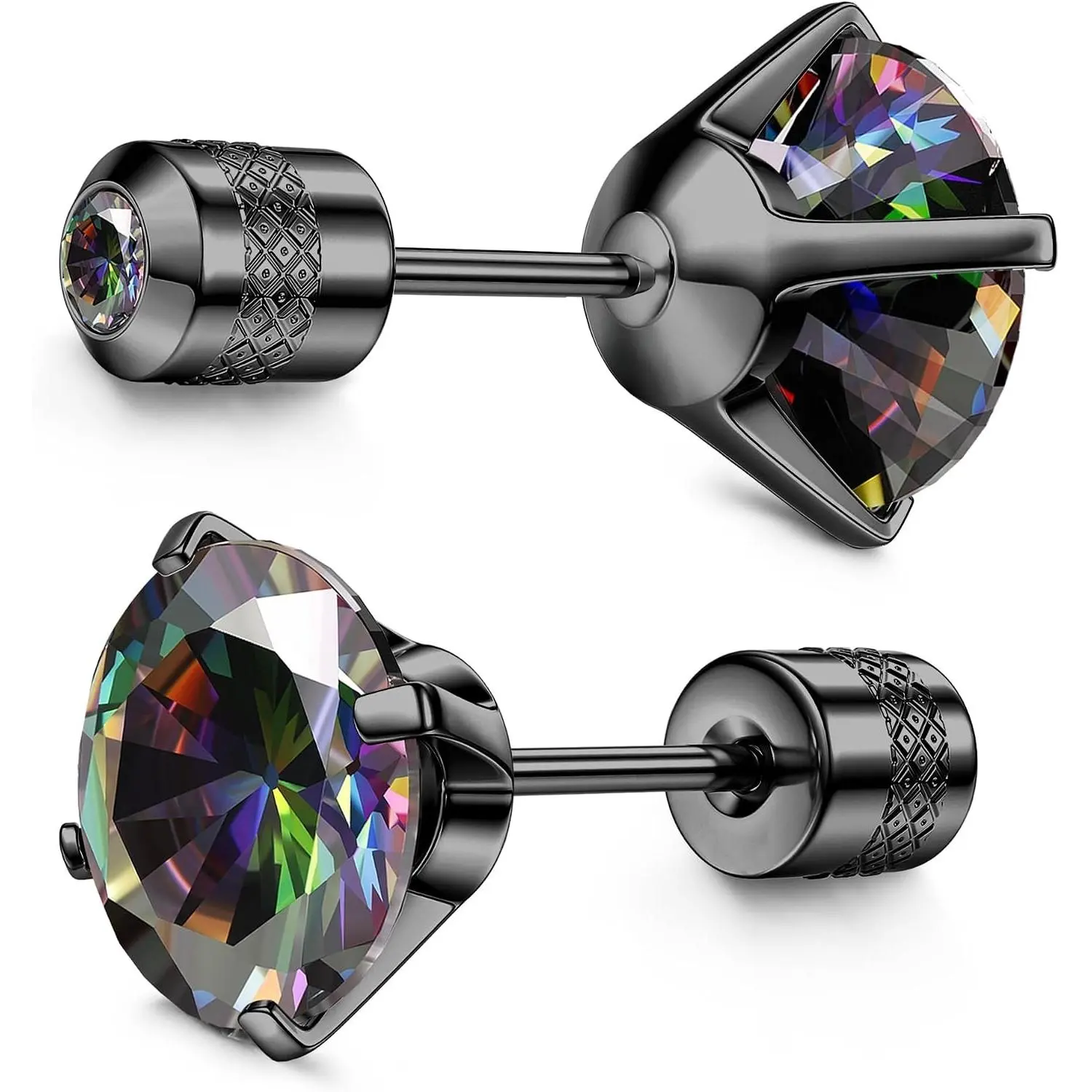 Hypoallergenic G23 Implant Grade Titanium Screw Back Earrings, 20G Pure Titanium Post for Sensitive Ears, 5A Cubic Zirconia Stud Earrings for Women Men Double Sided Piercing Sleeper Jewelry(Gift)