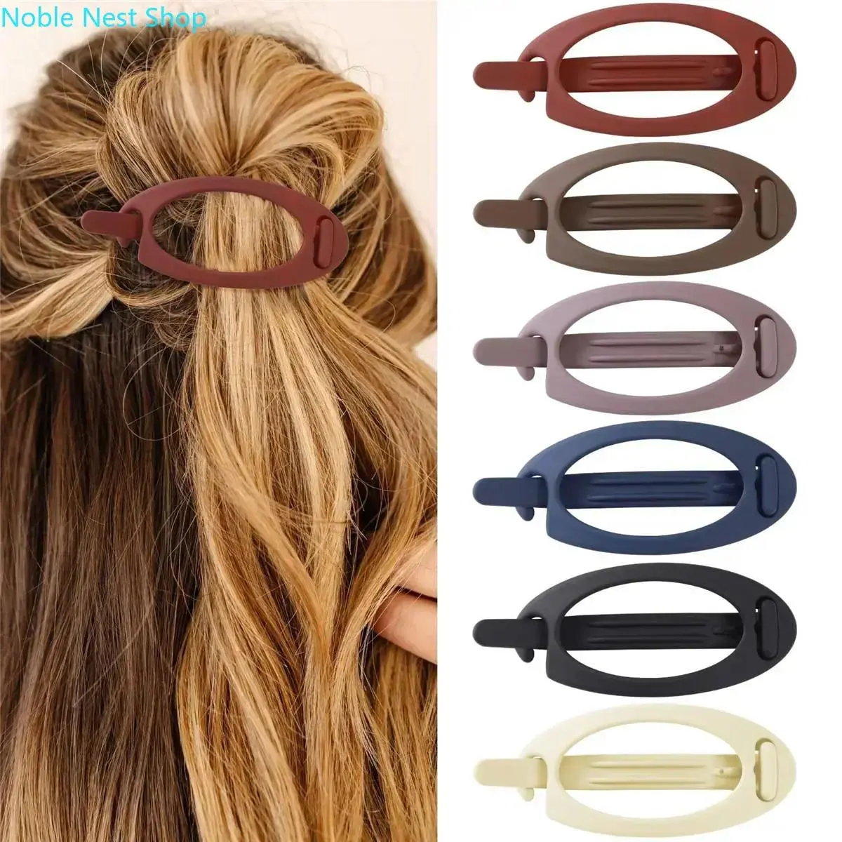 6 Pack 3.35in French Concord Flat Sliding Side Claw Clips, Strong Non-Slip Small Hair Barrettes, All-Match Hair Accessories for Women Girls Daily Summer Styling