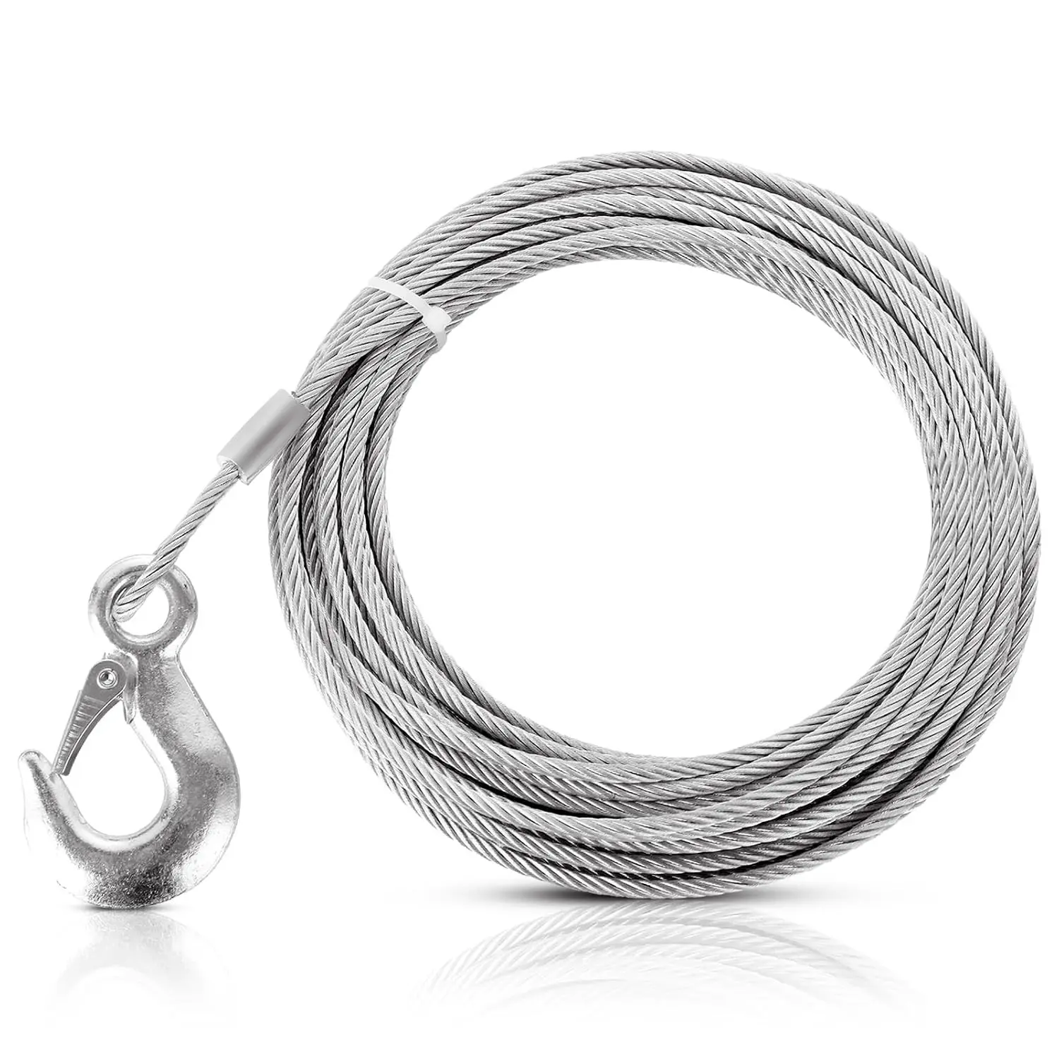Steel Winch Cable with Hook, 3/16" x 50ft, 4409 lbs Breaking Strength, 6x19 Strand Core Steel Cable for Tow Truck, Off-Road Vehicle