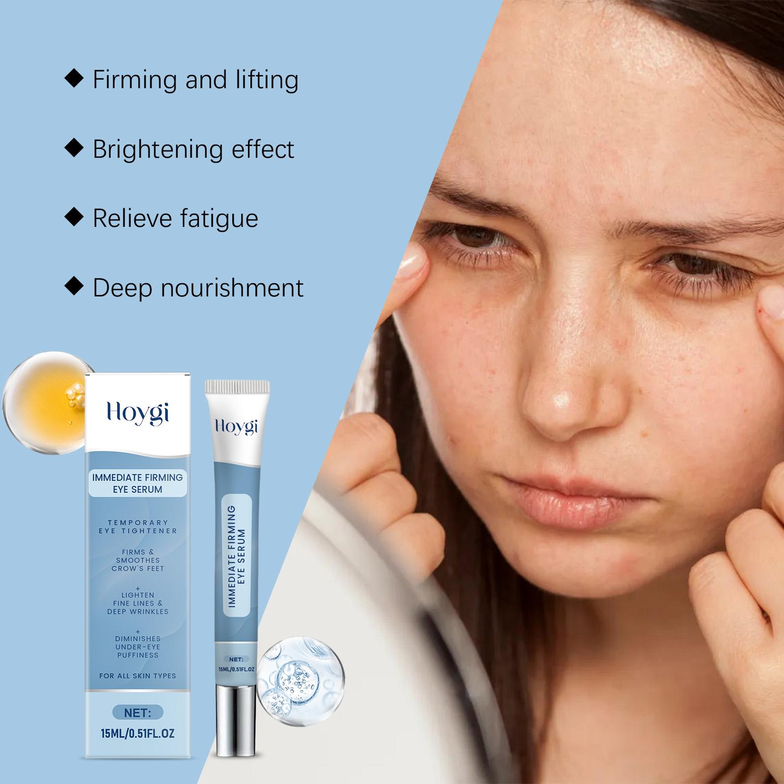 HOYGI Immediate Firming Eye Serum, Instant Eye Lift & Dark Circle Corrector with Acetyl Hexapeptide-8 + Collagen, Vitamin C Brightening, Panthenol + Vitamin E Deep Nourish, Lightweight Non-Greasy for All Skin, Daily Anti-Aging Care serum ginseng