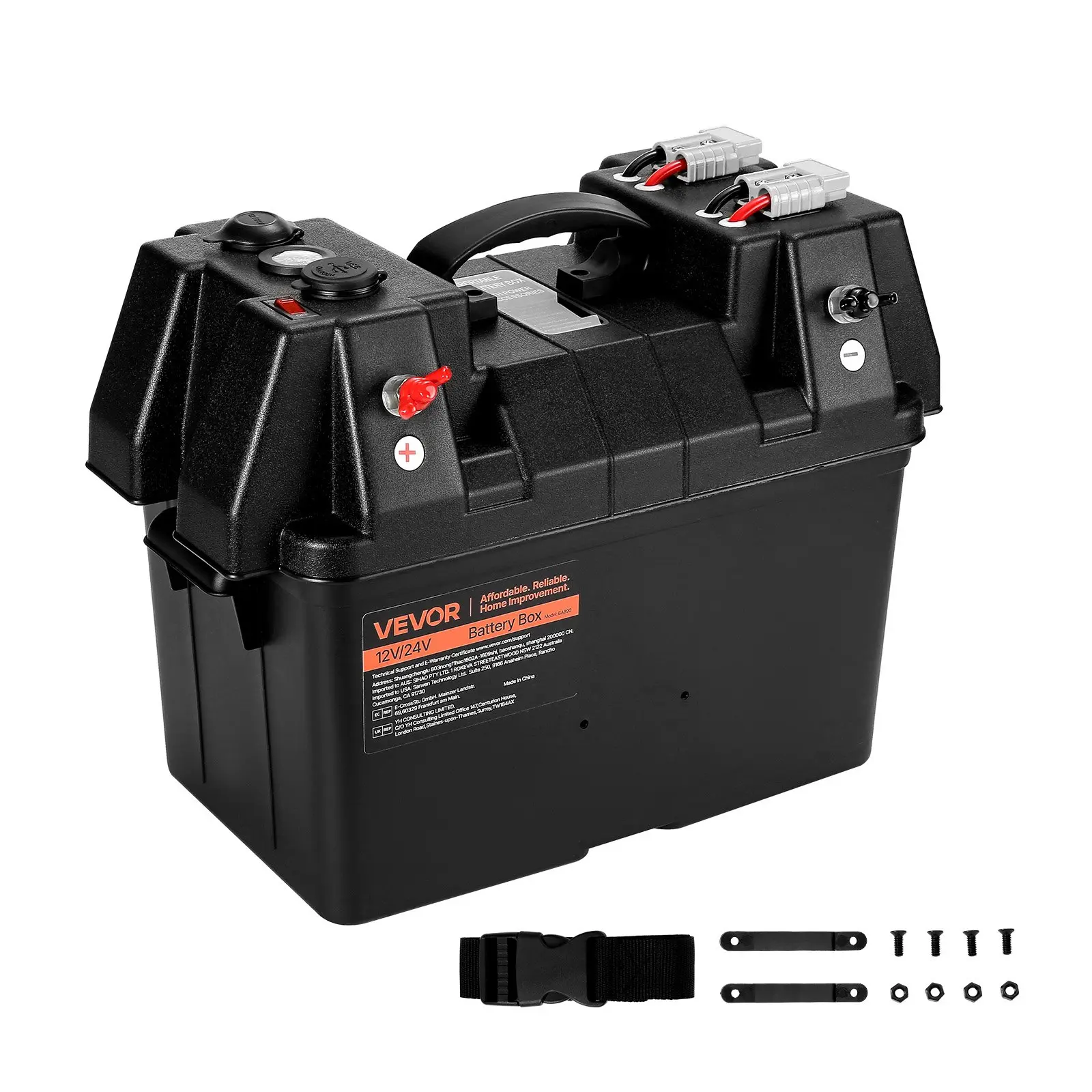 【DealsForYouDays】VEVOR Battery Box, Group 24/31 Trolling Motor Battery Box, 12V/24V Marine Batteries Case with PP Shell and Dual Straps, Smart Batteries Case, Suitable for Trolling Motor, Marine, RV Solar Panel