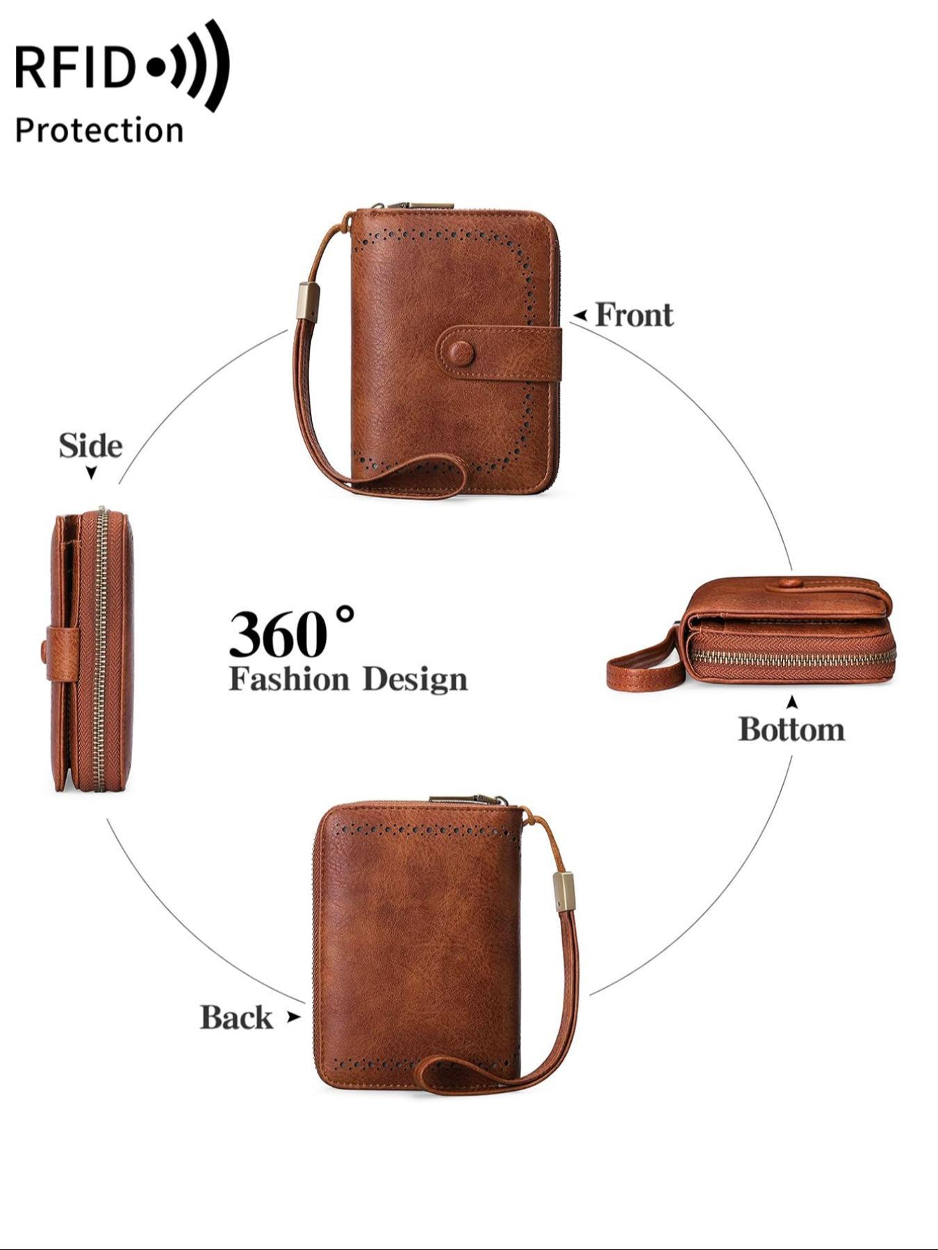 Women's Plain Zipper Short Wallet, 2025 New Style Rfid Protection Multi Card Slot Card Holder, Casual Trendy Versatile Daily Money Saving Wallets for Women As Gift, Purse for Women, Fall Outfits, Earthtone Fall Freshness