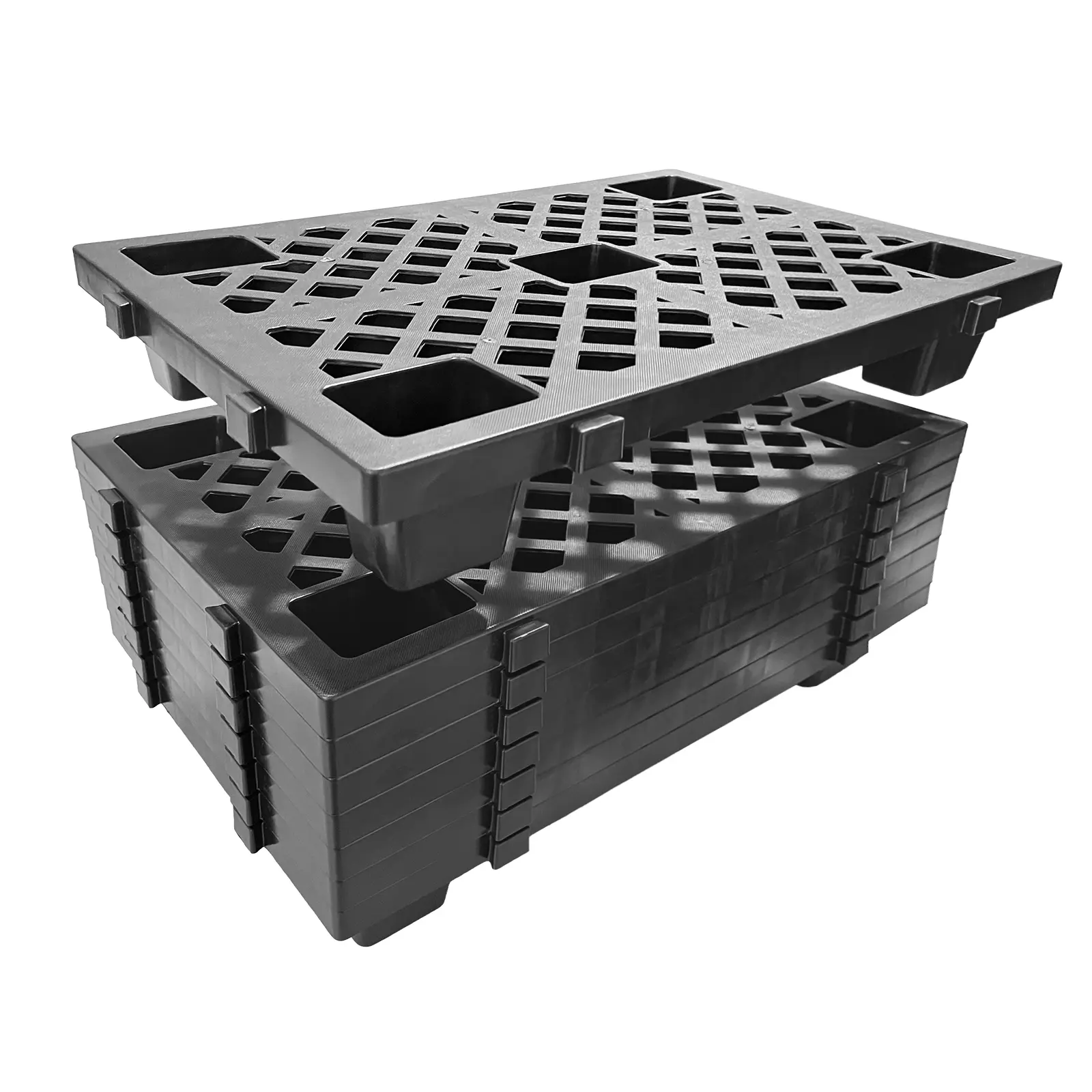 6 Pcs Plastic Pallets, 23.6 Inche Waterproof Floor Pallet, Pallet for Basement, Garage, Warehouse Organization, Indoor Outdoor Supermarket Warehouse, Black