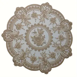 Lace Embroidered Doily,Vintage Style Floral Hollow-Out Table Mat - Crochet Lace Anti-Scalding Pad for Air Fryer, Table Topper