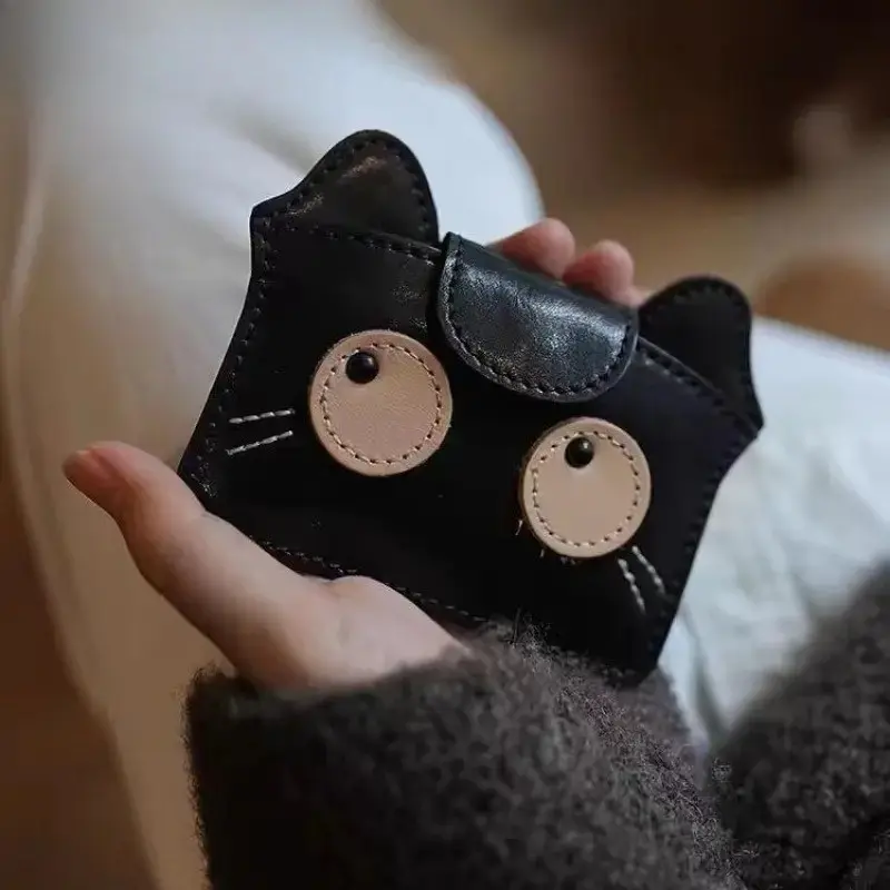 Cute Cat‑Shaped Mini Wallet, Faux‑Leather Small Coin Pouch for Women, Compact Card & Coin Holder, Lovely Daily Outdoor Fashion Accessory sohochic