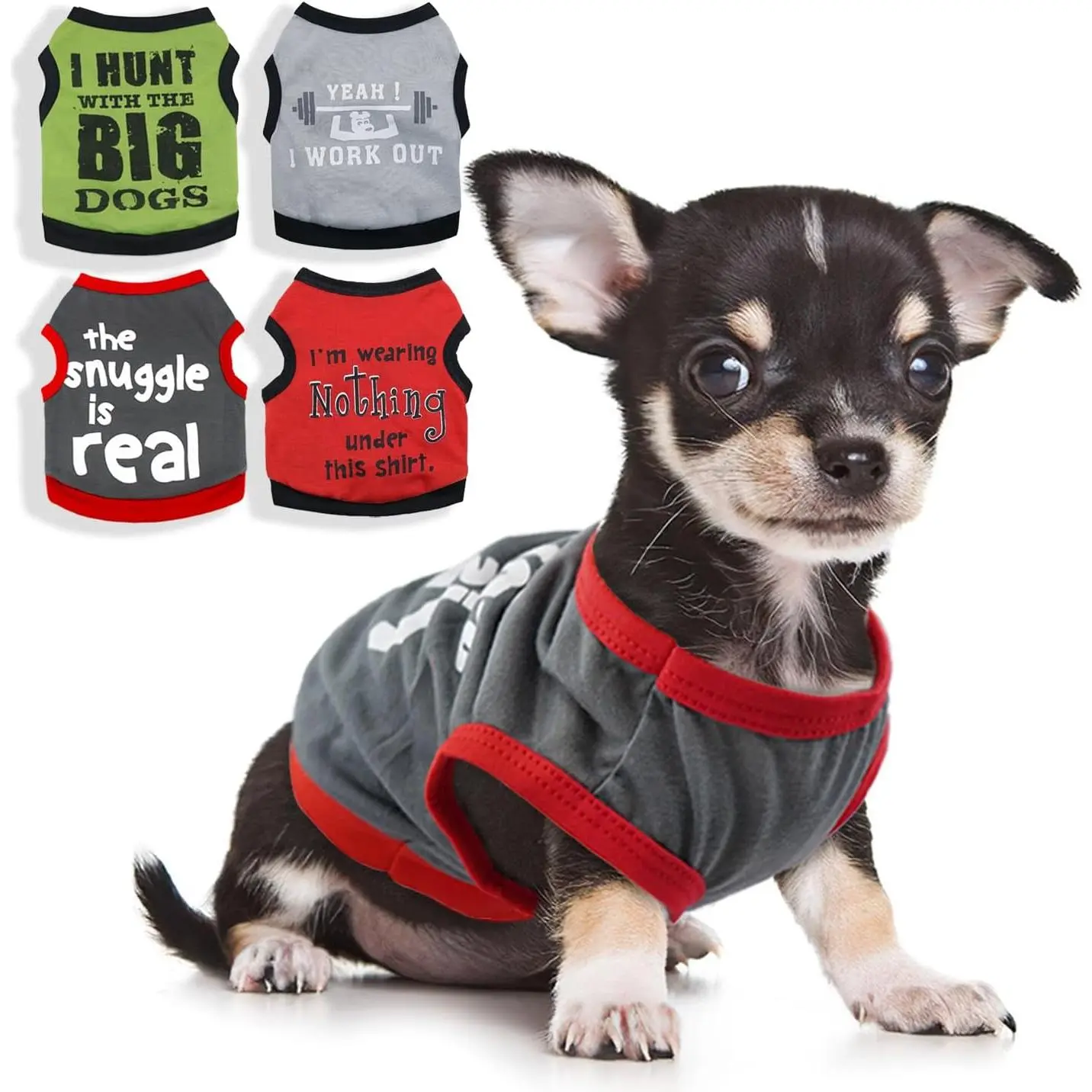 4 count  Clothes for Small Dogs Boy Soft Spring Puppy Shirts Summer Cute Teacup Chihuahua Clothes  T-Shirt   Doggie Outfit (XX-Small)