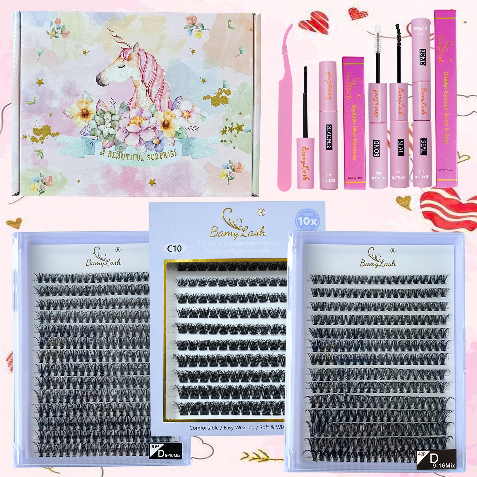 Natural Look Eyelash Extensions Kit, Eyelash Set, 3 Boxes False Eyelashes with Tools, Professional Eye Makeup Accessories for Women, Cosmetic, Eyelash Clusters