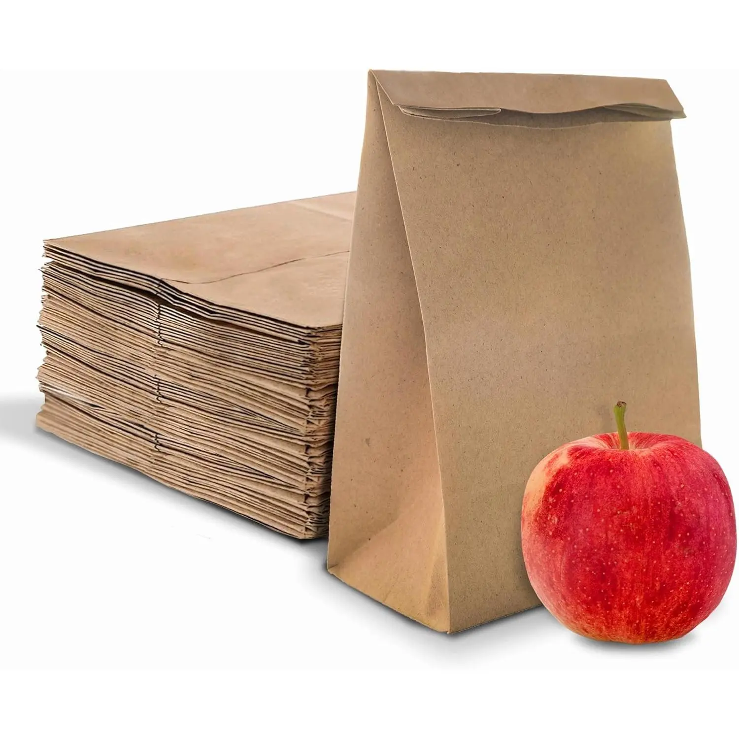 4 Lb Kraft Brown Paper Lunch Bags (100 Count) - Bulk Disposable Lunch Sacks, Small Size Blank Bag for Kids, Good for a Snack, Sandwich, Grocery Food, and Arts & Crafts Projects