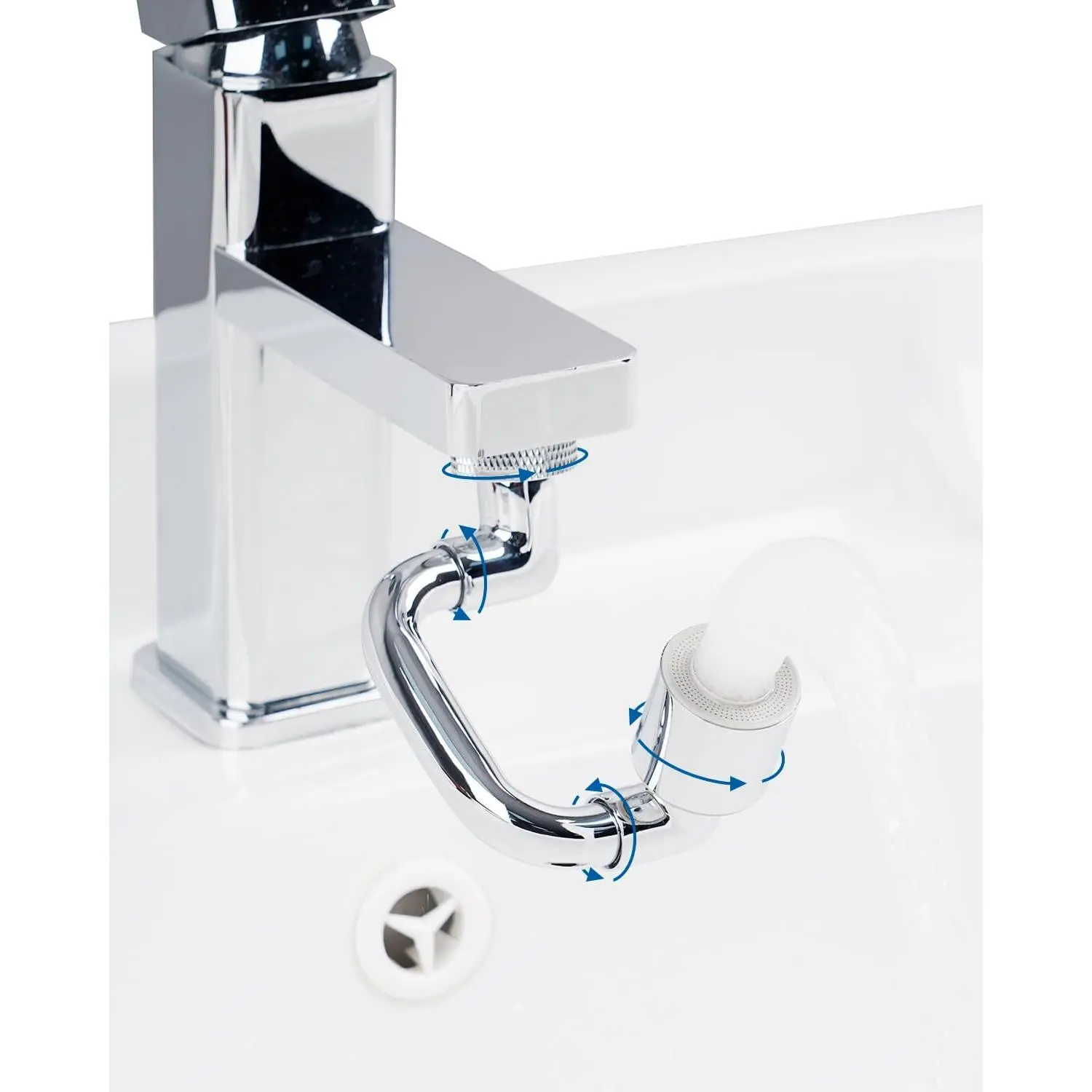 1080? Swivel Faucet Extender, Metal Rotatable Sink Faucet Aerator with Metal Extension, 2 Functions Kitchen & Bathroom Sink Sprayer, Faucet Attachment for  Washing, Chrome