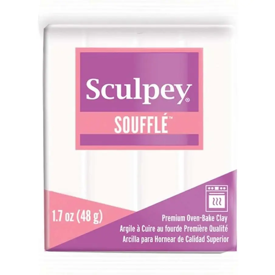 Sculpey Soufflé Polymer Oven-Bake Clay, Igloo White, Non , 1.7 oz. bar,  for  making, holiday, DIY,  media and !  light-weight oven bake clay.